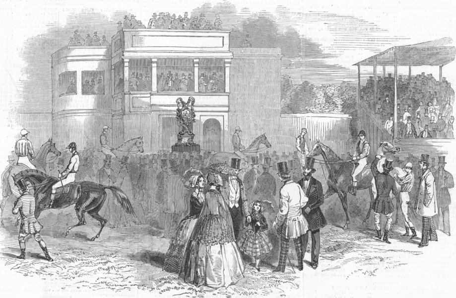 Associate Product BERKS. Ascot races-Steward's stand, antique print, 1847