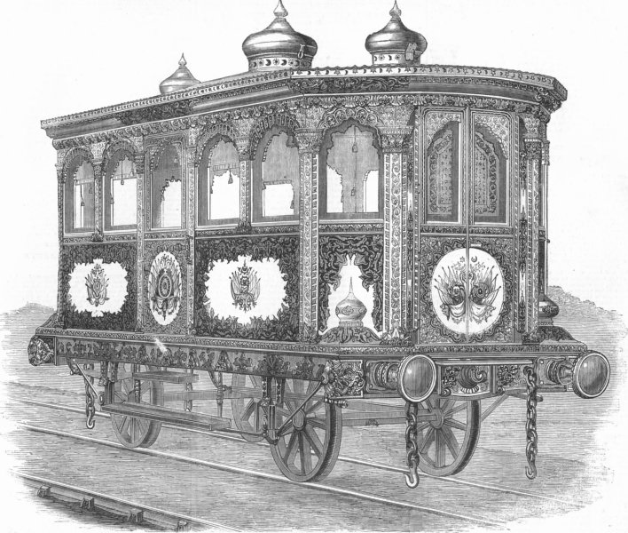 Associate Product EGYPT. Summer railway carriage for viceroy of Egypt, antique print, 1858
