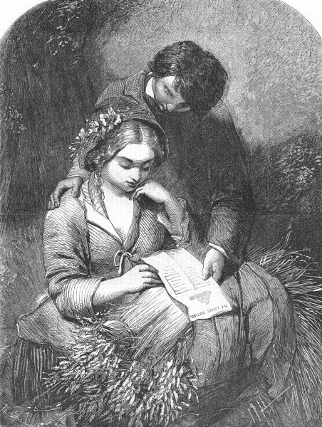 Associate Product ROMANCE. The ballad, antique print, 1858