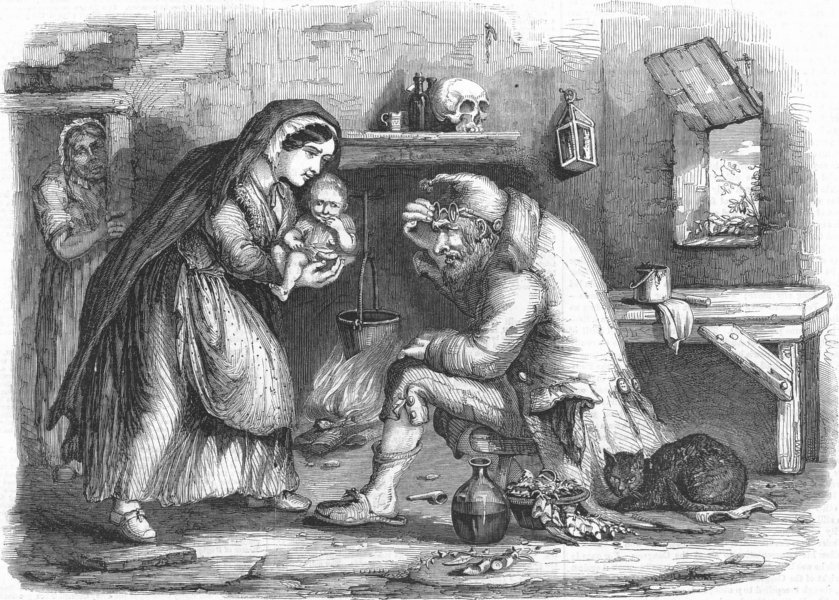 IRELAND. Irish Peasant customs. fairy doctor, antique print, 1859