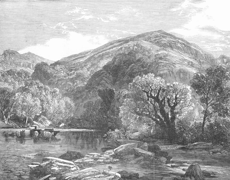 WALES. Tranquil hour-North, antique print, 1852