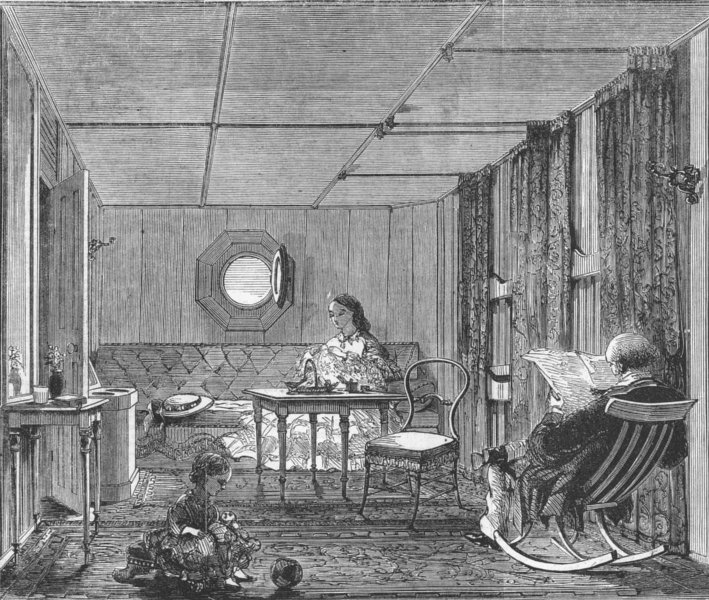 Associate Product FAMILY. Saloon cabin, Great Eastern, antique print, 1859