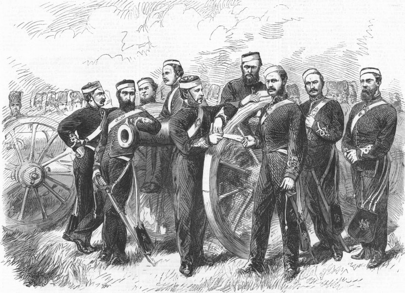 SURREY. Officers of 2nd Artillery Troops, antique print, 1865