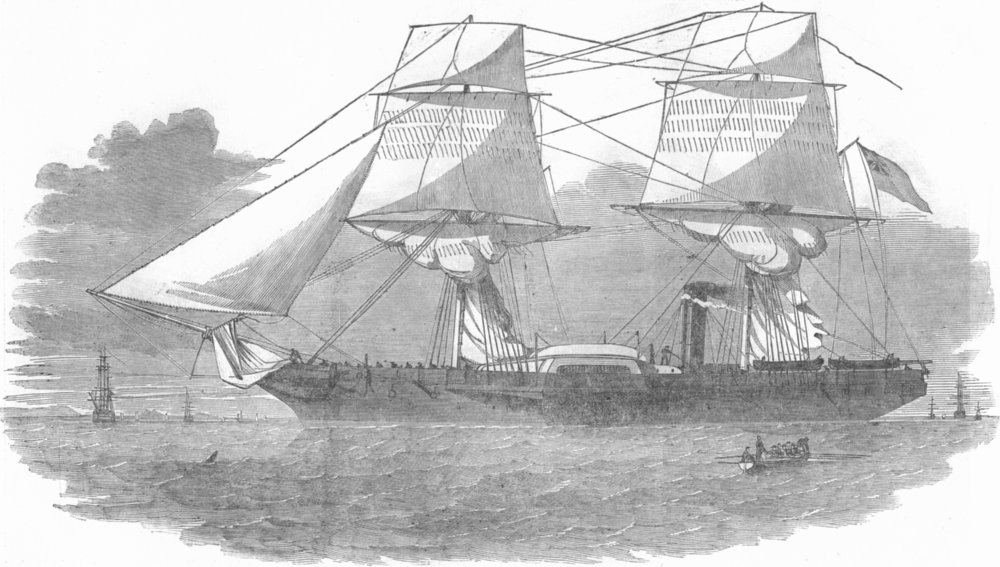 ROYALTY. HM surveying Ship Hecla, antique print, 1854