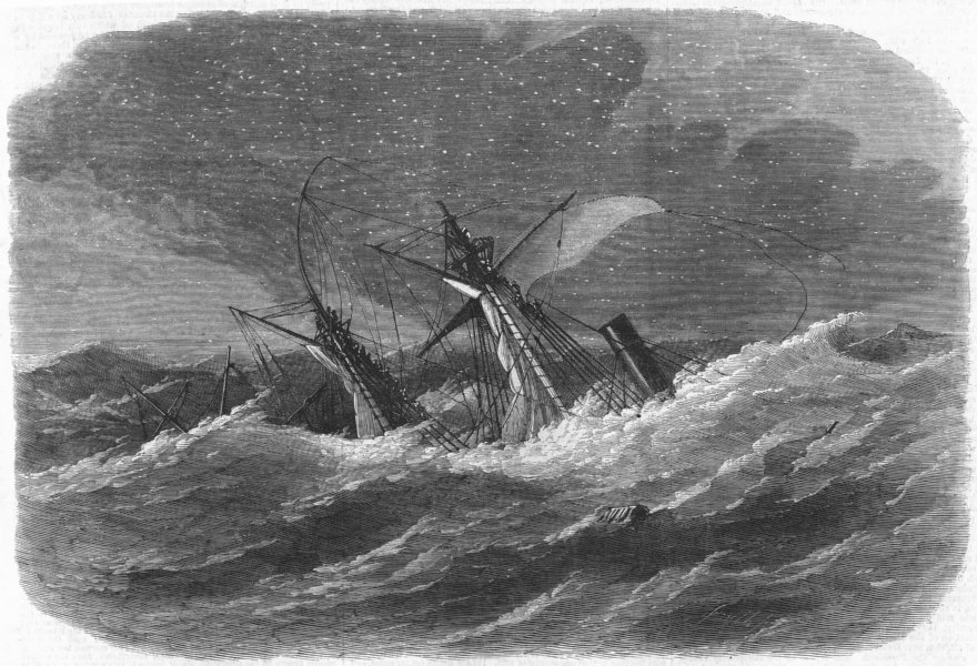 Associate Product ST GEORGE'S CHANNEL. Shipwreck Armenian, Arklow bank, antique print, 1865