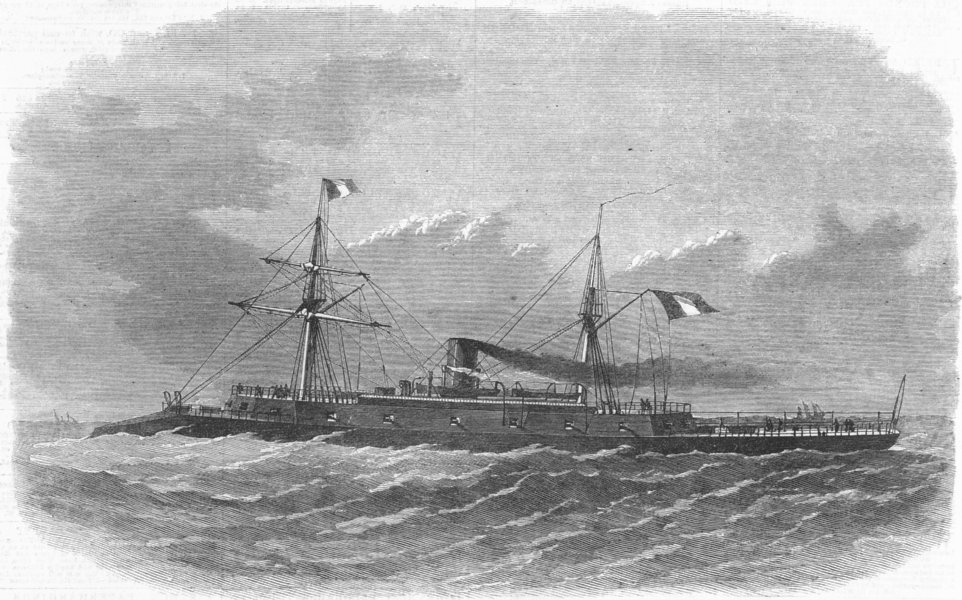 Associate Product SHIPS. French Ironclad Rochambeau, ex USS Dunderberg, antique print, 1868