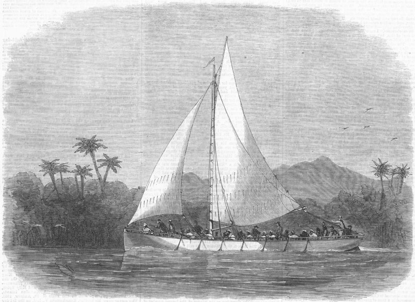 Associate Product AFRICA. Steel boat Dr Livingstone search, antique print, 1867