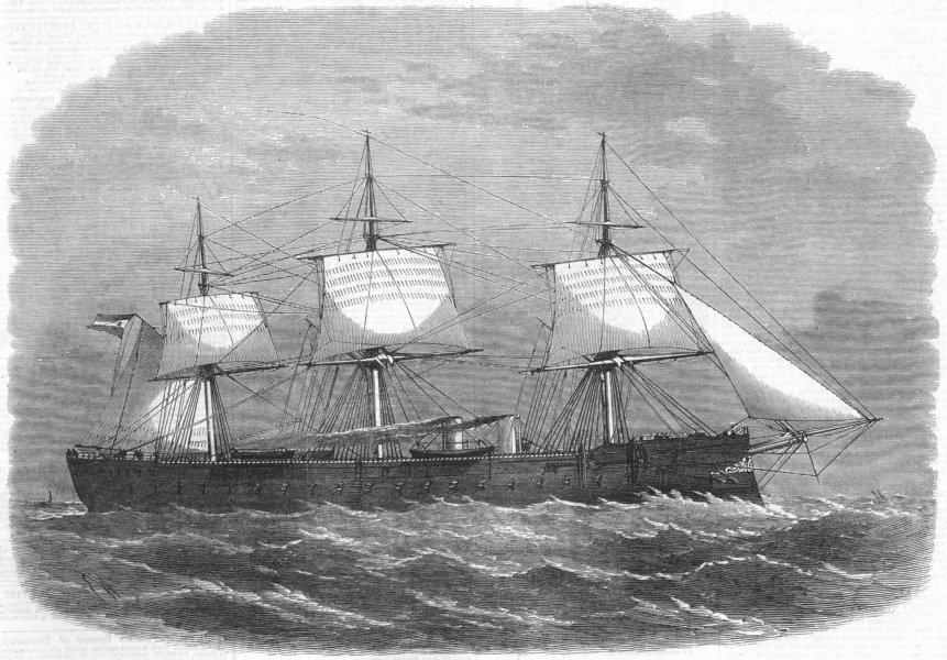 Associate Product SHIPS. Spanish ironclad ship Victoria, built, Thames, antique print, 1867