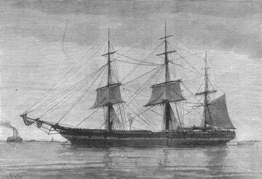 Associate Product KENT. Northfleet, Gravesend day before she sailed, antique print, 1873