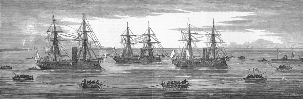 Associate Product HOBART PASHA. Defence against Torpedo boats, antique print, 1877