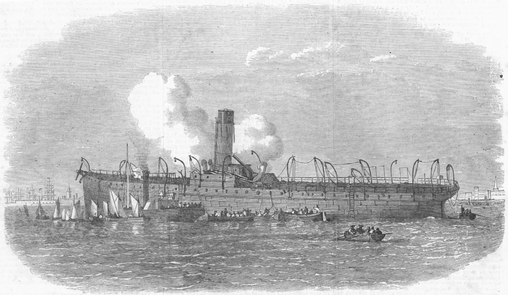 Associate Product IOW. Dutch ship Willem III, burnt, Isle of Wight, antique print, 1871