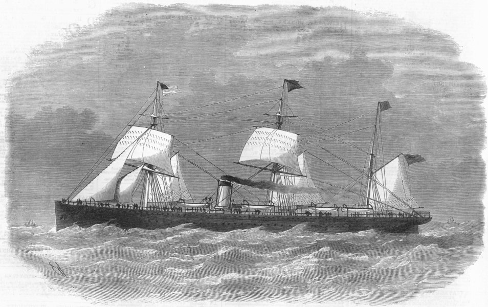 ETHIOPIA. Ship Abyssinia, antique print, 1870