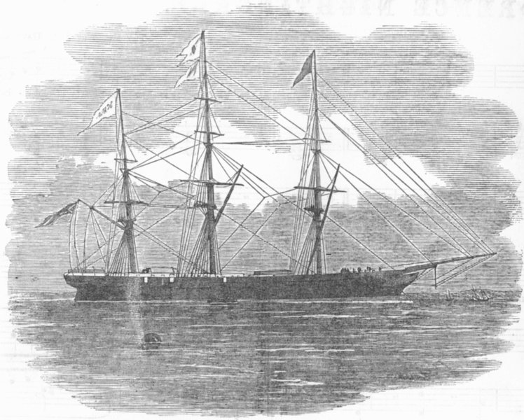 Associate Product MAIL. Royal Mail clipper Schomberg, antique print, 1856