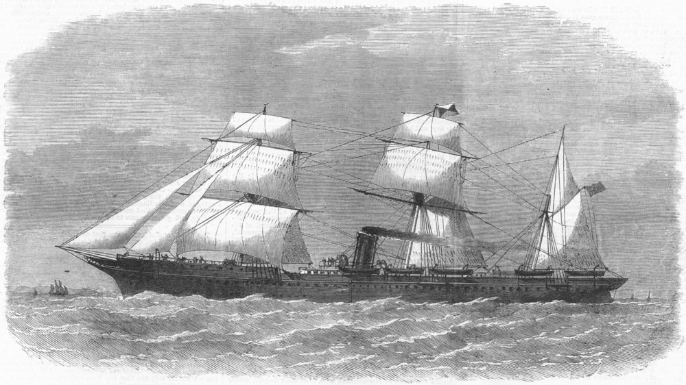Associate Product SHIPS. P&O Co's Ship Deccan, antique print, 1869