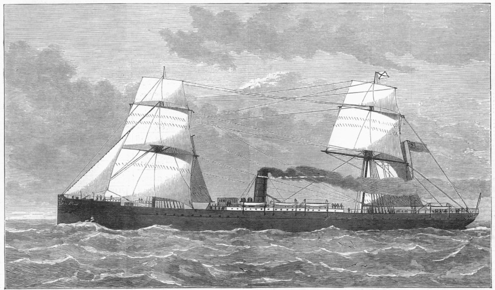 Associate Product SHIPS. Union Line Ship 'German', for Cape Mails, antique print, 1877