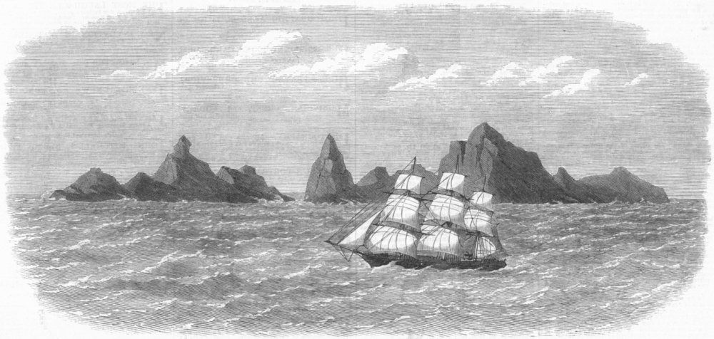 Associate Product ATLANTIC. St Paul's Rocks, Ocean, antique print, 1869