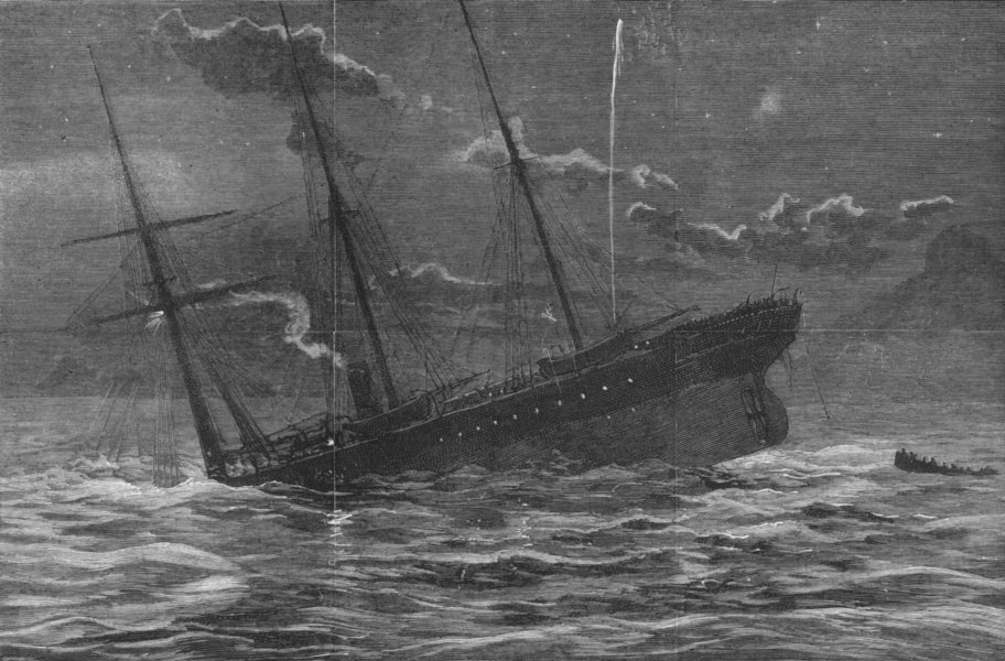 Associate Product CAPE HANGKLIP. Loss of Teuton-sinking ship, antique print, 1881