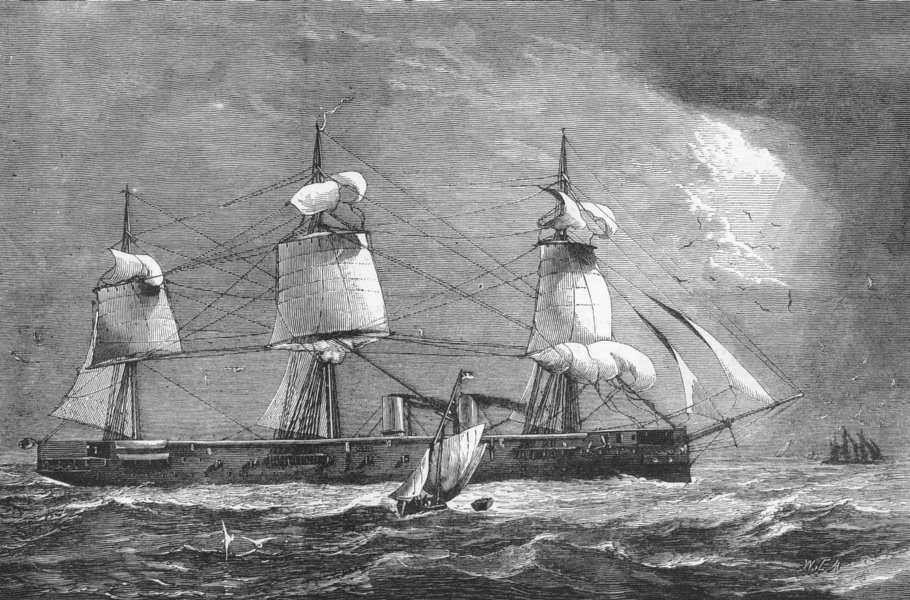 Associate Product SHIPS. HMS Shah, new fast-sailing steam ship, antique print, 1873
