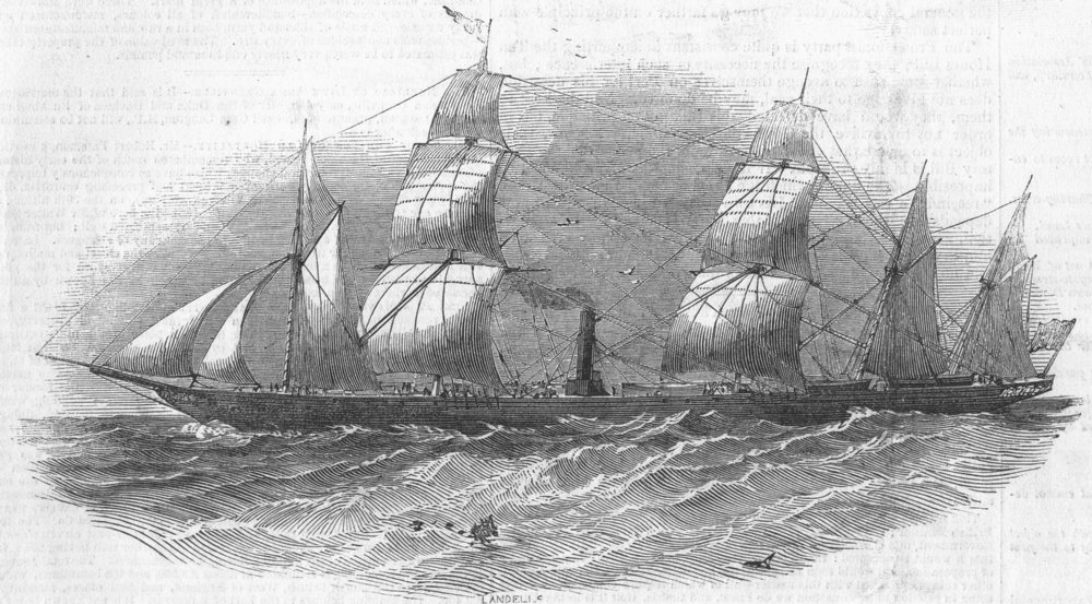 Associate Product SHIPS. Gt Britain Ship, newly rigged, antique print, 1846