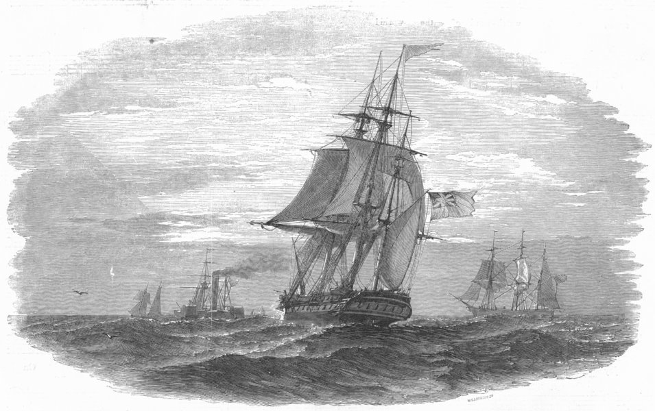 Associate Product SHIPS. [Caption missing], antique print, 1854