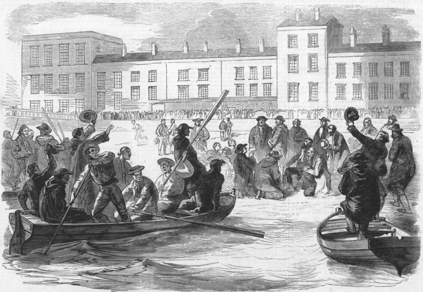 IRELAND. Landing of Neapolitan exiles, Cobh, antique print, 1859