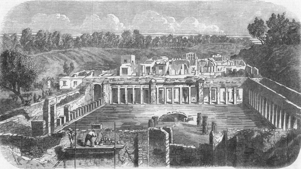 Associate Product ITALY. Excavations, Pompeii-ruins, Palace of Diomede, antique print, 1859