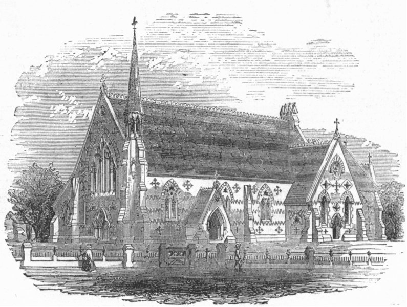 Associate Product BEDS. Christ Church, Luton, Beds, antique print, 1858