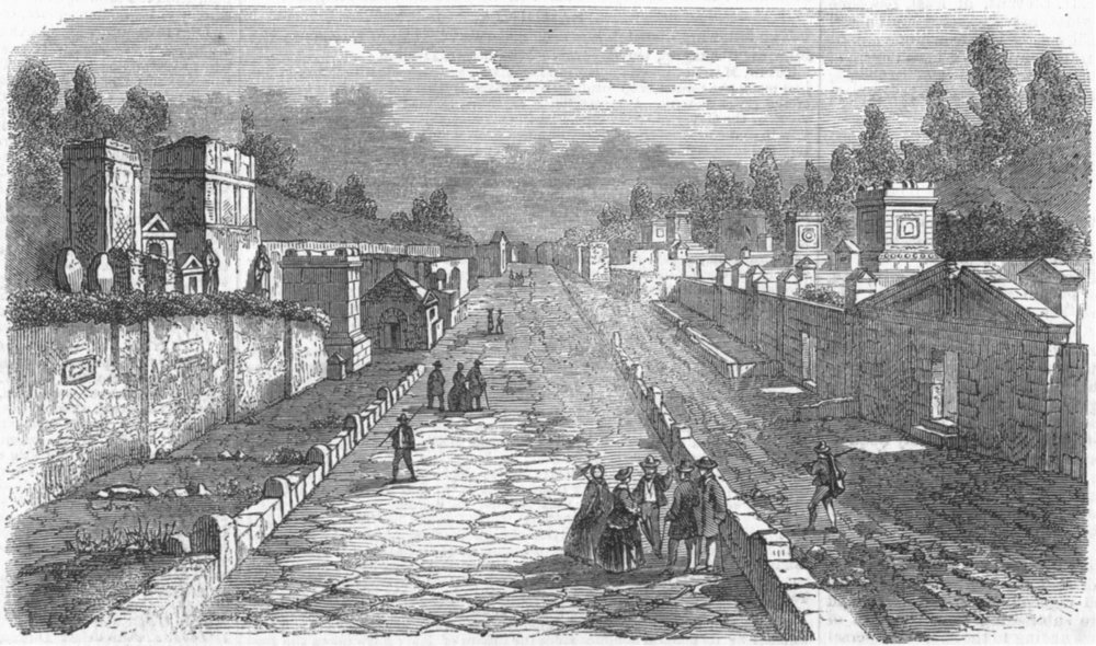 Associate Product ITALY. Street in Pompeii, antique print, 1859