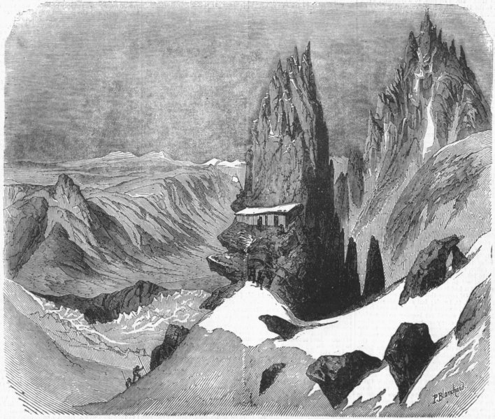 Associate Product FRANCE. Hut & rocks of Grands Mulets, antique print, 1860