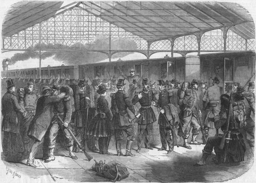 Associate Product FRANCE. Lyon Station-troops, Paris for Italian Army, antique print, 1859