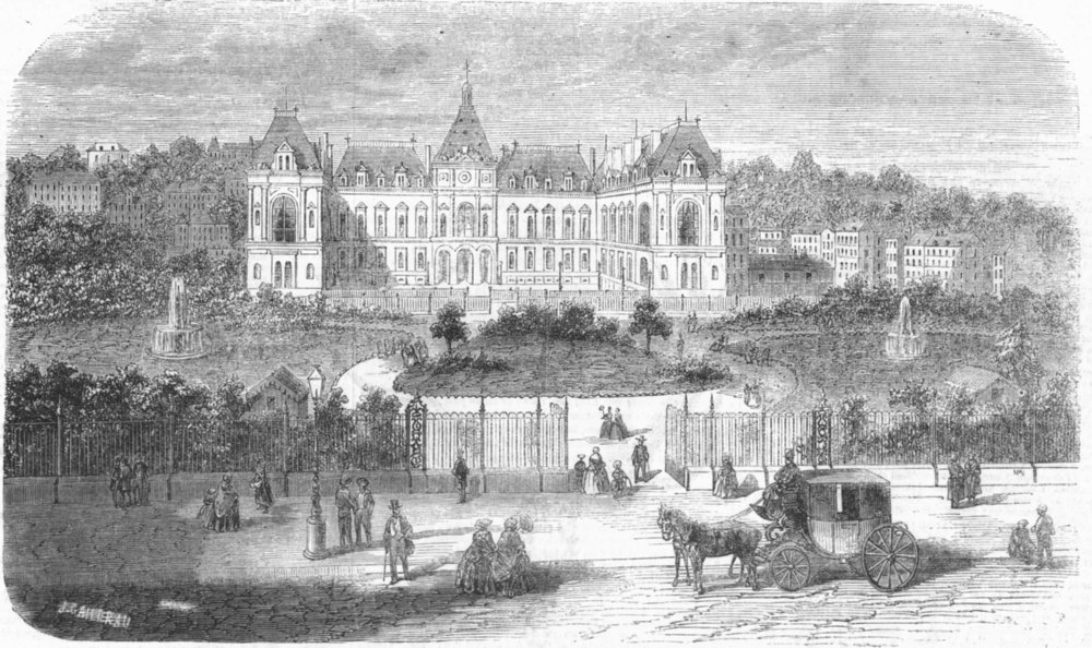 Associate Product FRANCE. New hotel De Ville, Havre, antique print, 1859