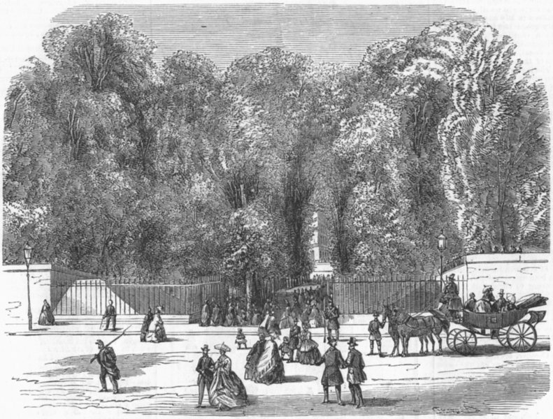 Associate Product PARIS. Tuileries garden entry, opp. Solferino bridge, antique print, 1859