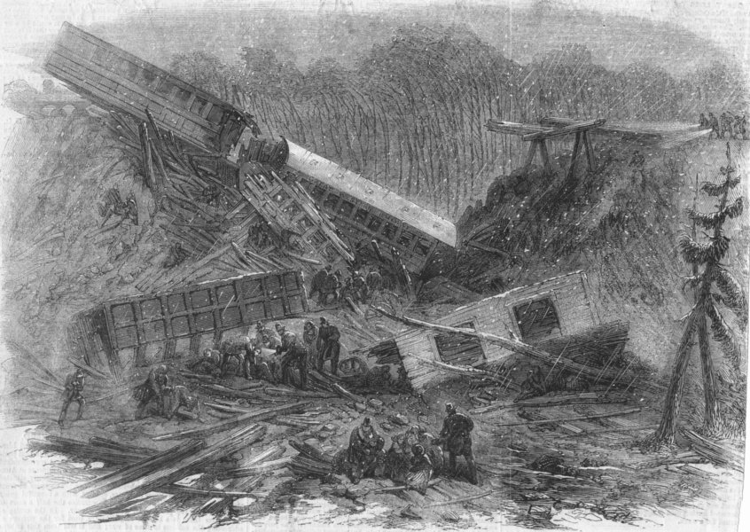 Associate Product CANADA. Accident, Great Western Railway, Dundas, antique print, 1859