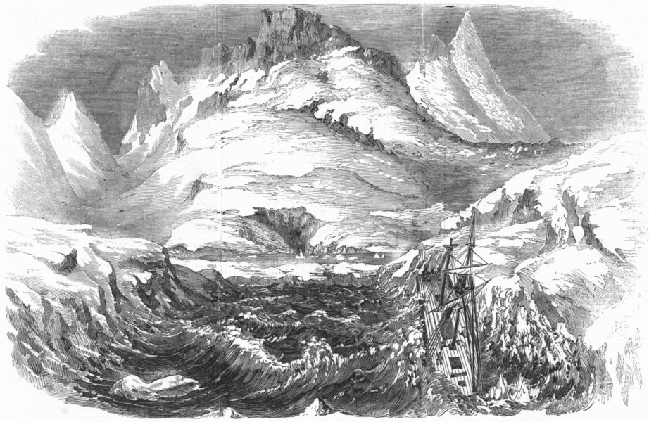 GREENLAND. Archuus, shipwreck; silver-lead ore cargo, antique print, 1856
