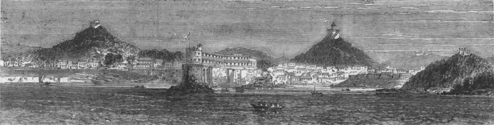 GHANA. Ashanti war. Cape Coast Castle, antique print, 1873