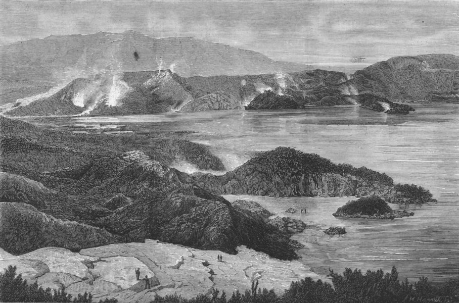 Associate Product NEW ZEALAND. Hot lakes of. Rotamahana, Auckland, antique print, 1873