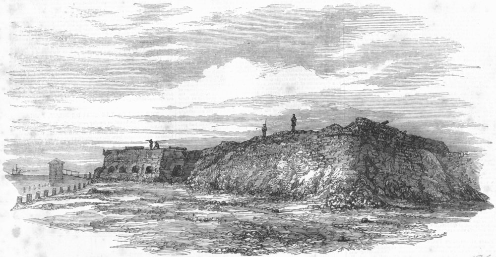 Associate Product UKRAINE. SW Angle of Kinburnska, post Bombardment, antique print, 1855
