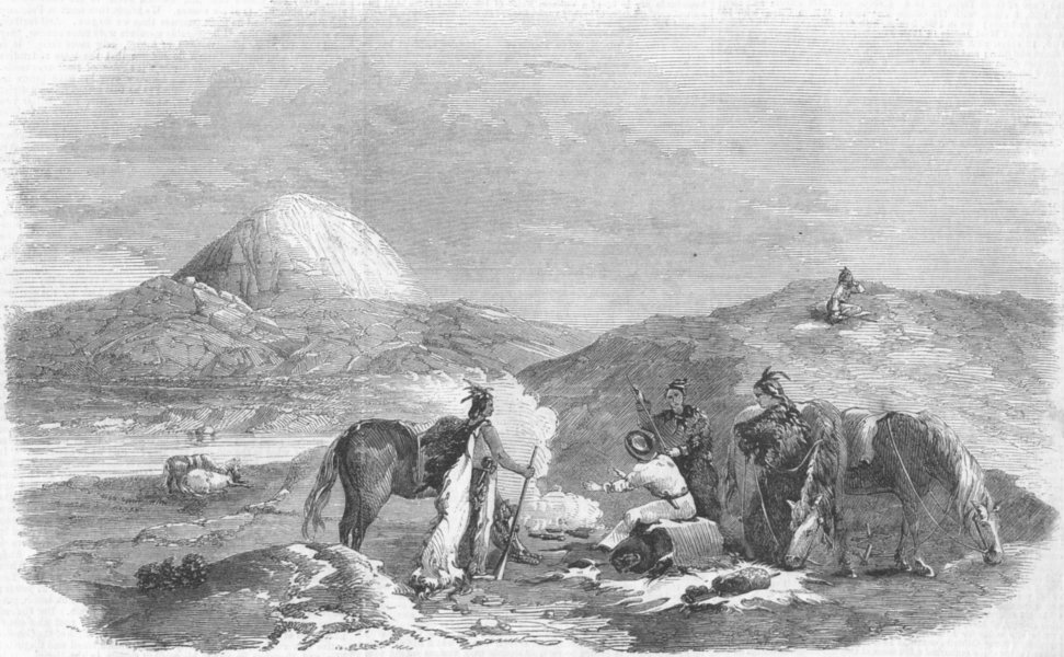 WYOMING. Rd to Utah. Independence Rock, sweet water, antique print, 1858