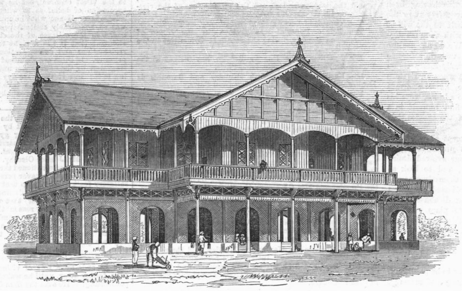 Associate Product BURMA. The Phayre museum, Rangoon, antique print, 1872
