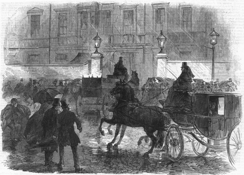 Associate Product LONDON. Hearse, Cambridge House, Piccadilly, antique print, 1865