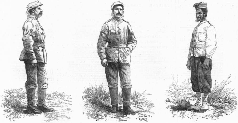 Associate Product GHANA. Ashanti war. Uniform troops expedition, antique print, 1873