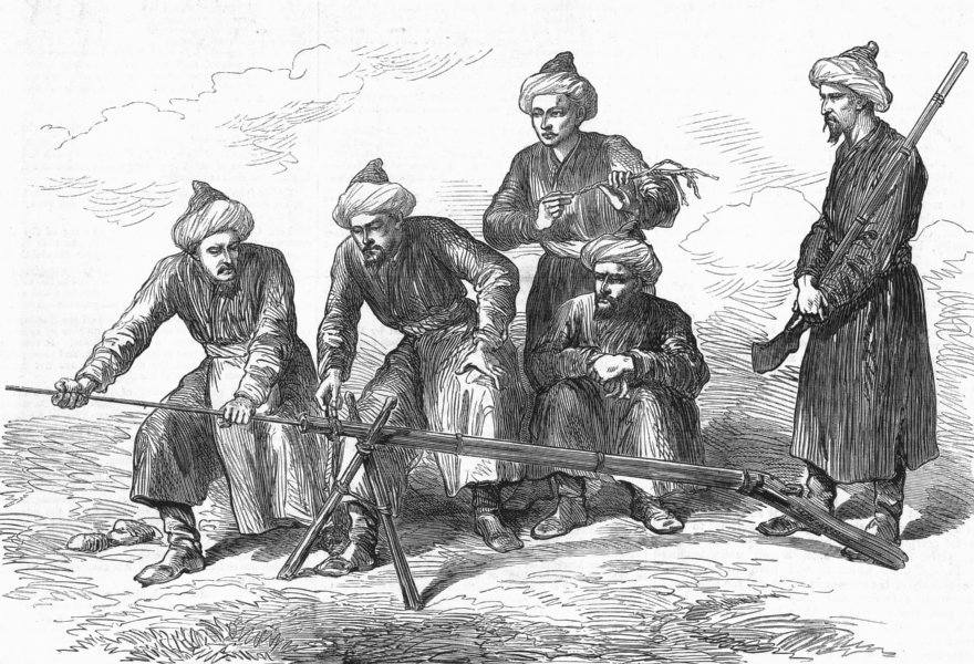 Associate Product CHINA. Kashgar. Cease firing! Sponge out, antique print, 1874