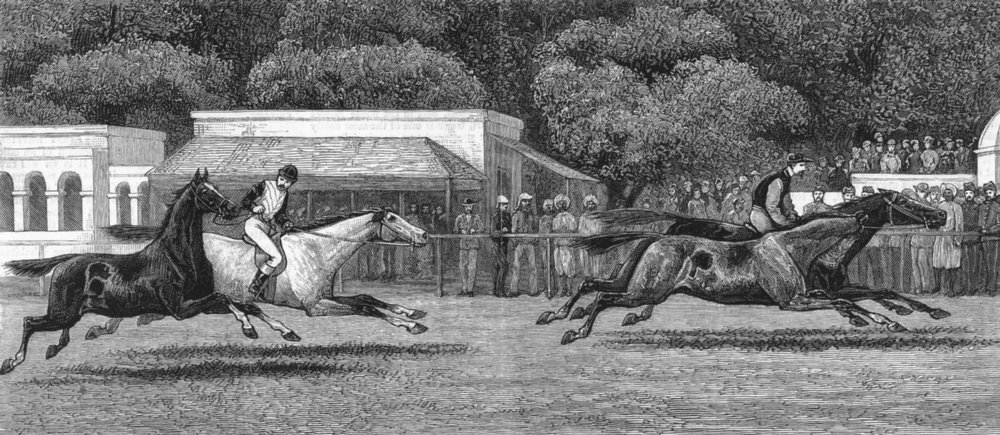 Associate Product INDIA. Sport-postillion race, Sonepur, antique print, 1881