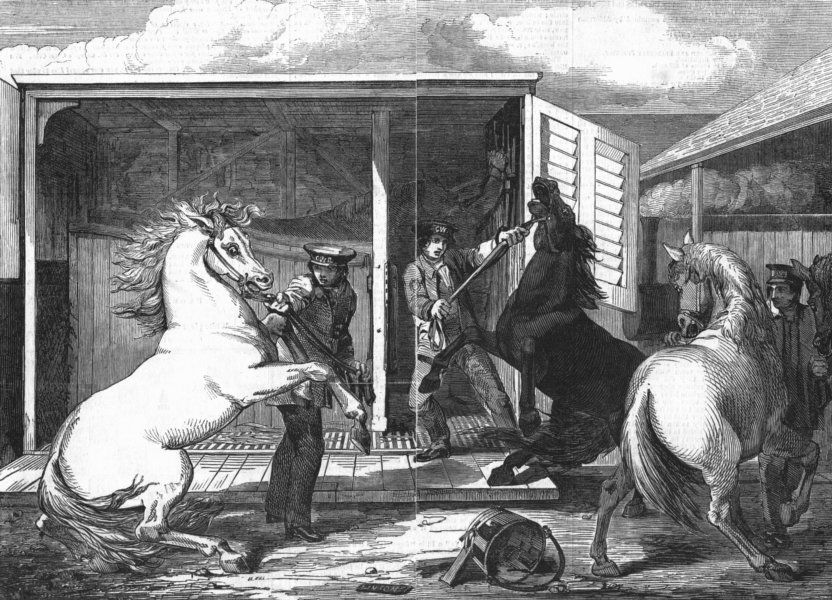 Associate Product GLOUCESTER. Shifting of horses, change gauge, train, antique print, 1846