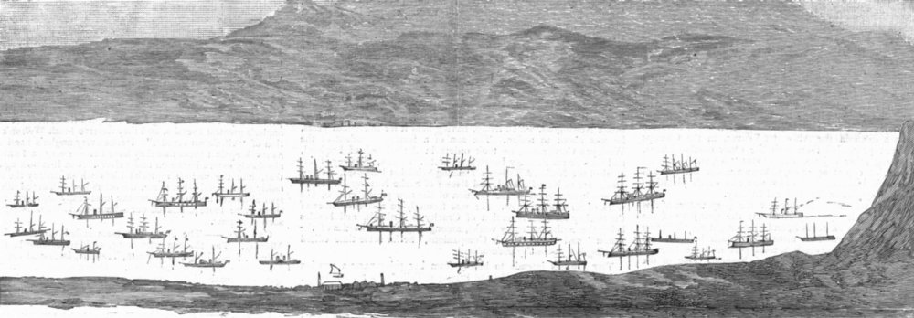 Associate Product CRETE. Fleets of great powers, Suda Bay, antique print, 1886