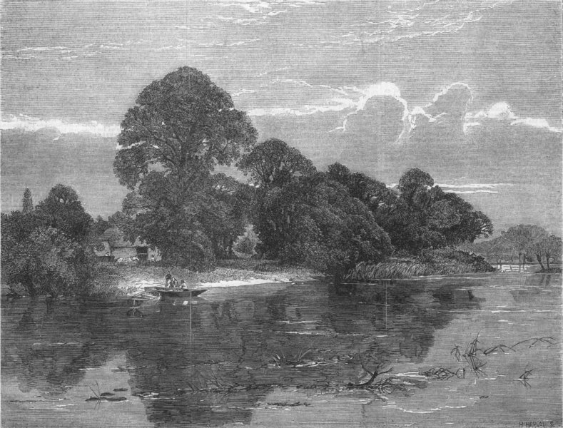 Associate Product RIVERS. A quiet spot on the Thames, antique print, 1859