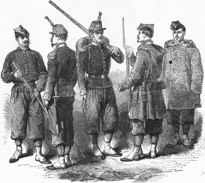 Associate Product MILITARIA. Uniform French troops. Barrack; Dress; , antique print, 1860