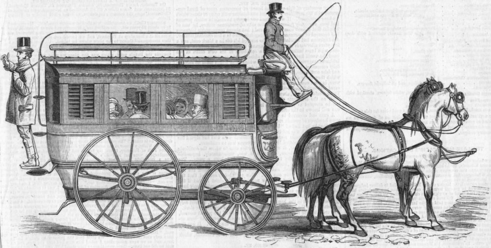 LONDON. Prize omnibus of General company, antique print, 1856