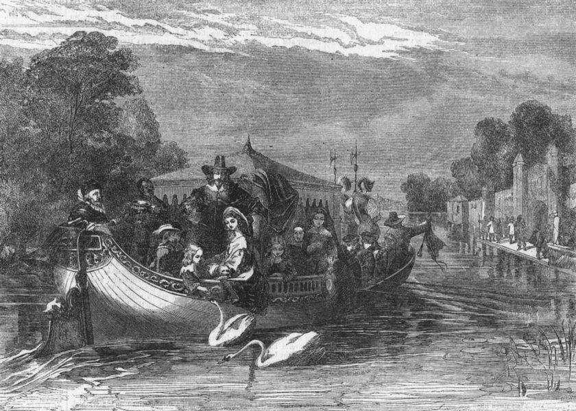Associate Product BOATS. Episode of happier days Charles I, antique print, 1857