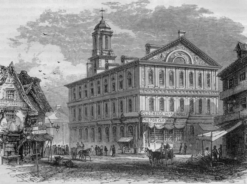 BOSTON. Faneuil Hall, Boston 1882 old antique vintage print picture